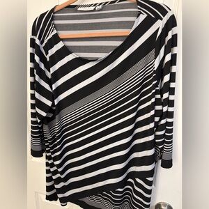 Striped Black and White Women's Top
